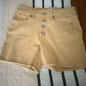 Sonoma High Waist mustard yellow Shorts with Frayed Hem